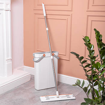 Швабра з відром для миття підлоги з віджимом, плоска насадка з мікрофібри, набір для прибирання дому HP-35015-18