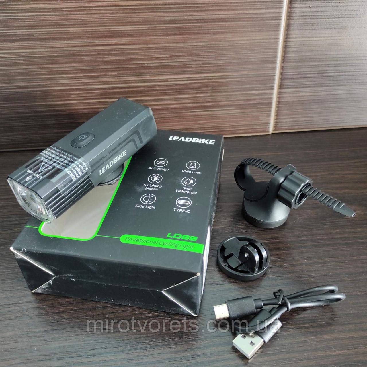 Велофара потужна LEADBIKE LD88-OSRAM, 400 LM, АКБ Li-Ion 2000 mAh, ЗУ Type-C, фото 1