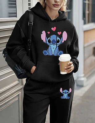 Теплий жіночий костюм з принтом "Стіч"