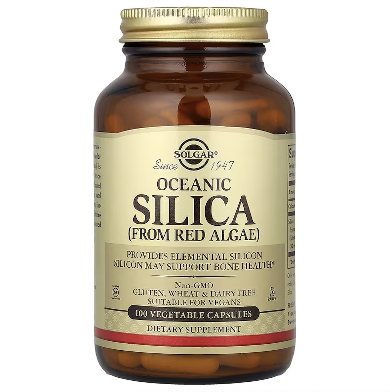 Solgar, океанічний діоксид кремнію з червоних водоростей, 100 веганських капсул, фото 1