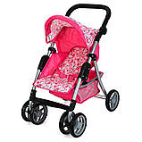 Коляска для ляльок Melogo прогулянкова лялькова рожева для дівчинки, фото 2