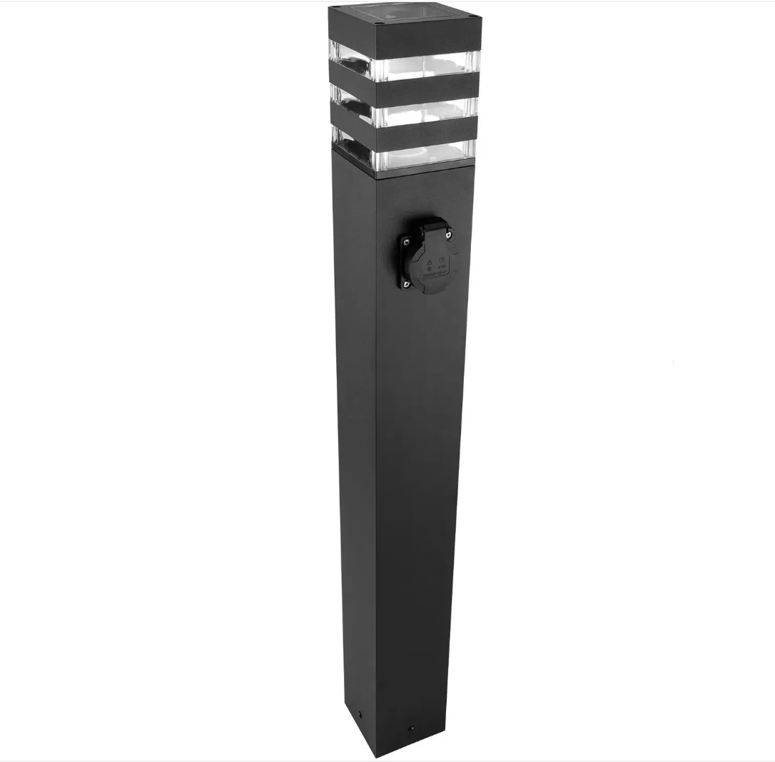 Садовий ліхтар від мережі стовпчик з розеткою 80 см, фото 1