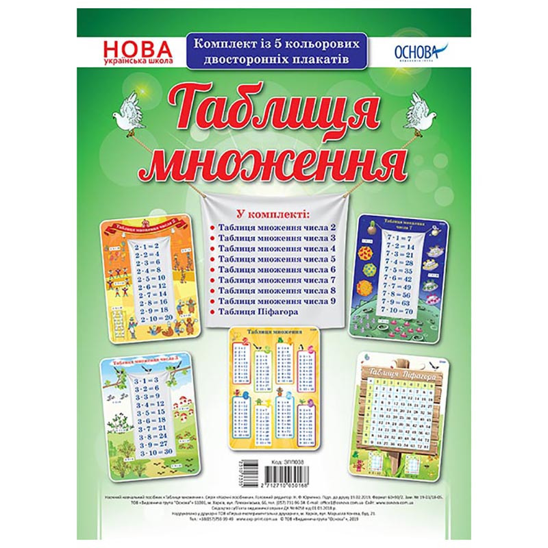 Наочний посібник Комплект плакатів "Таблиця множення" ЗПП038, фото 1