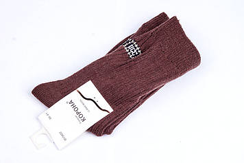 Високі теплі жіночі шкарпетки, шерсть лами, коричневі шкарпетки