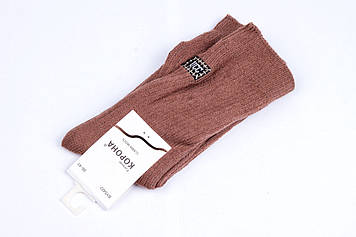 Високі теплі жіночі шкарпетки, шерсть лами, темно-бежеві шкарпетки