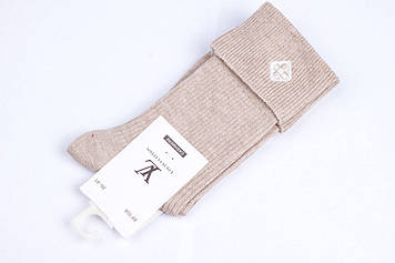 Кашемірові жіночі шкарпетки з закотом, світло-бежеві