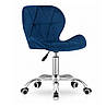 Велюрове крісло стілець зі спинкою на колесах JUST SIT RIVELLO колір синій, фото 2