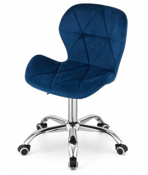 Велюрове крісло стілець зі спинкою на колесах JUST SIT RIVELLO колір синій, фото 1
