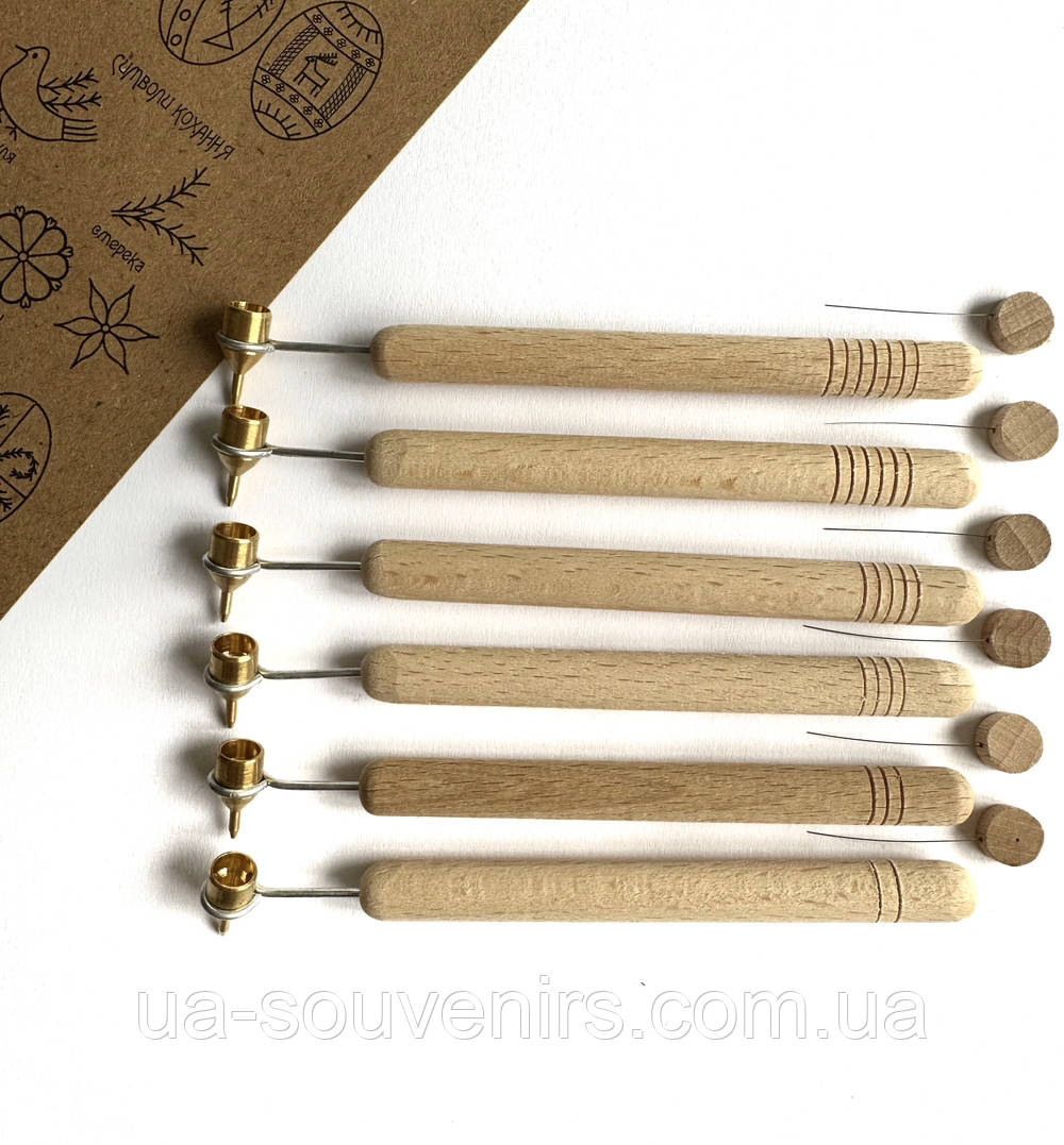 Набір писачків для розпису писанок воском 6 шт. 0.2мм, 0.3мм, 0.4мм, 0.5мм, 0.6 мм, 0.7 мм / Латунний писачок, фото 1