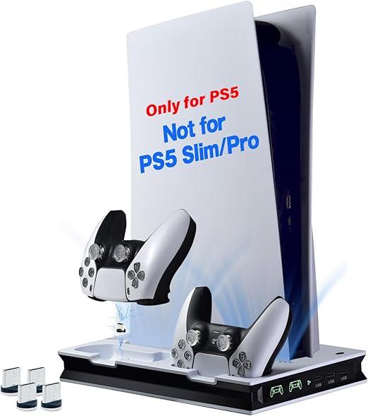 Підставка для PS5 з 2 вентиляторами та швидкою зарядною станцією для контролера. Уценка, фото 1