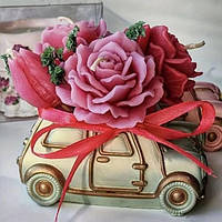 Молд для кашпо/свічки «Машинка вінтаж». М'який та еластичний силікон. 1 шт. Для гіпсу, воску, акриліку.