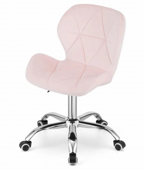 Велюрове крісло стілець зі спинкою на колесах JUST SIT RIVELLO колір рожевий, фото 1