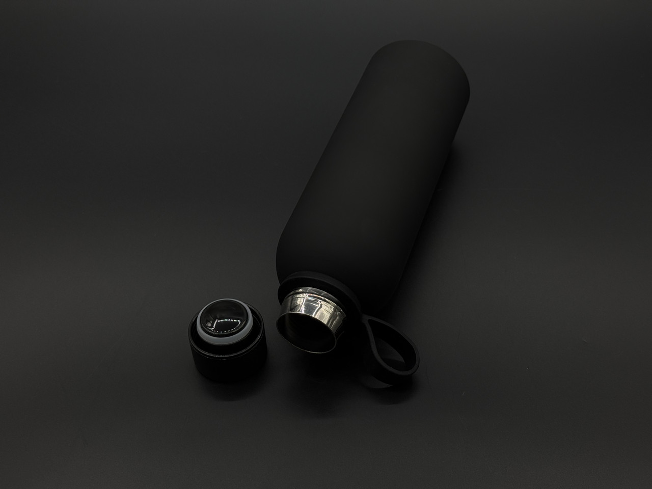 Термопляшка для сублімації зі шнурком чорна 500мл., фото 1