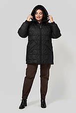Чорна зимова куртка великого розміру на блискавці, фото 2