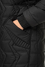 Чорна зимова куртка великого розміру на блискавці, фото 4