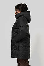 Чорна зимова куртка великого розміру на блискавці, фото 5