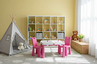 Набір столик + аерохокей і два стільця (04580/31) Рожевий