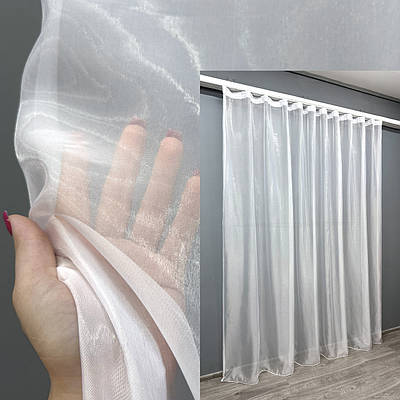 Тюль органза однотонна. Колір білий. Код 009т