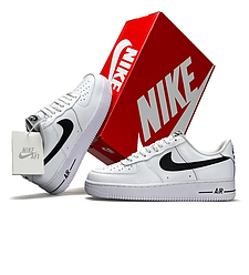 Чоловічі жіночі кросівки Nike Air Force 1 White Black Найк Форси біло-чорні на весну шкіряні весняні