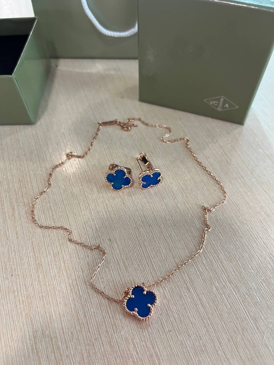 Набір Ван Кліф підвіска та сережки в рожевому золоті, фото 1
