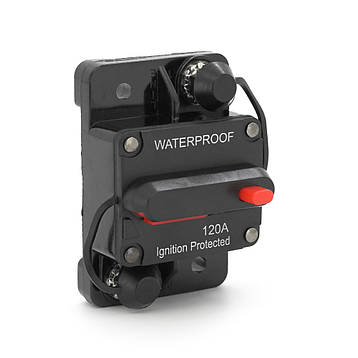 Автоматичний вимикач запобіжник однополюсний постійного струму 12-48V,GG-CB5 Waterproof 120A, фото 1