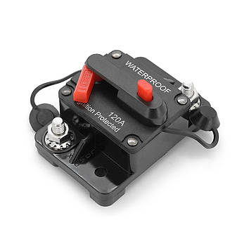 Автоматичний вимикач запобіжник однополюсний постійного струму 12-48V,GG-CB5 Waterproof 120A, фото 2