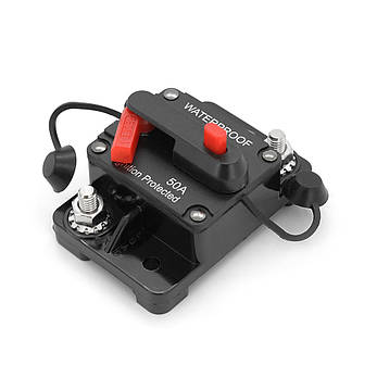 Автоматичний вимикач запобіжник однополюсний постійного струму 12-48V,GG-CB5 Waterproof 50A, фото 2