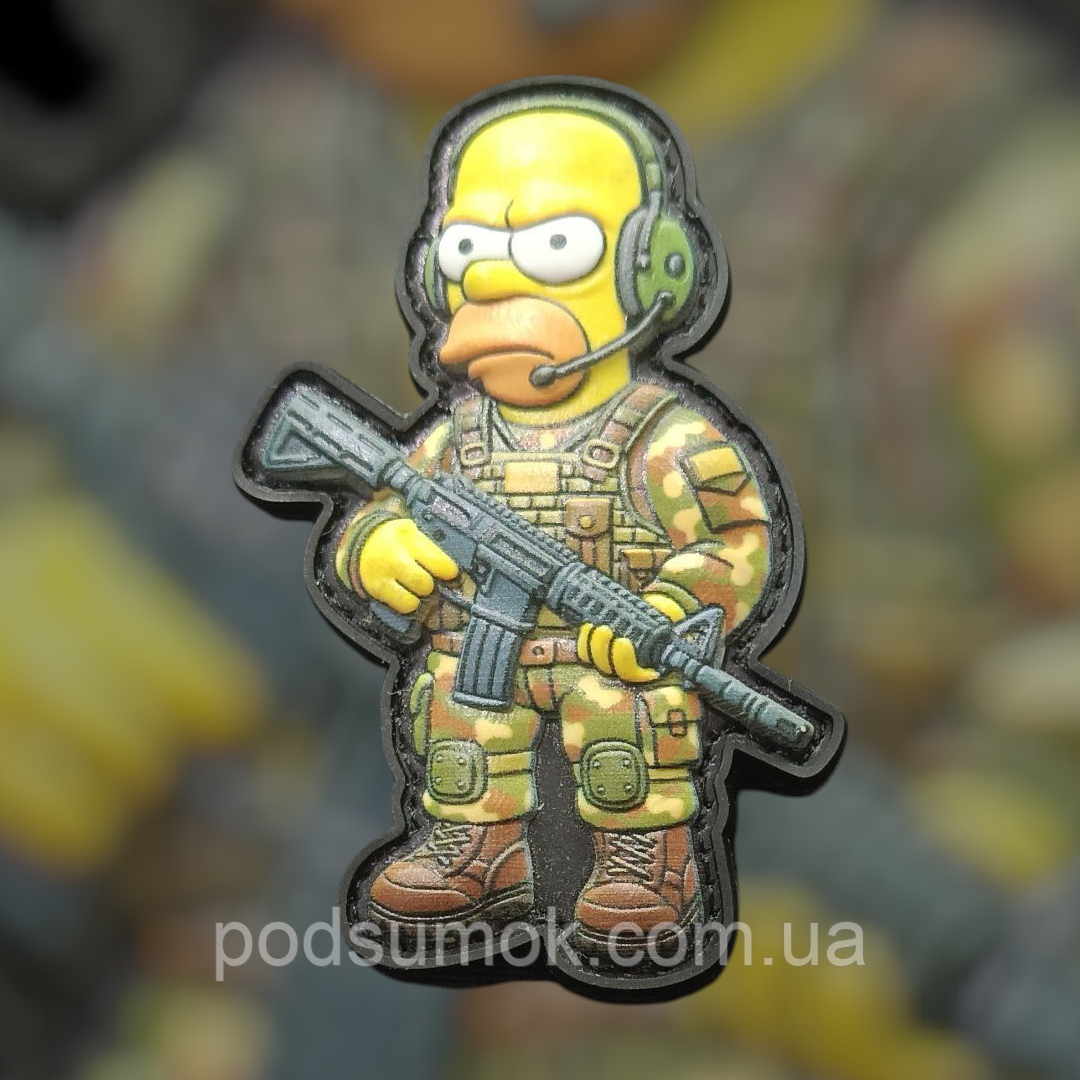 Шеврон 3D ГОМЕР СІМПСОН на липучці для велкро патч, фото 1