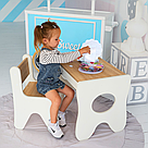 Комплект дитячих меблів столик та стільчик 70×45×51, стіл та стілець у дитячу білий з деревом, фото 6