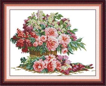 Набір для вишивання за нанесеною на канву схемою "Bunch of Flower".AIDA 11CT printed , 64*51 см, фото 1