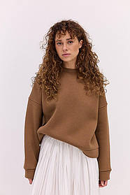 Однотонний утеплений жіночий світшот з принтом на спині