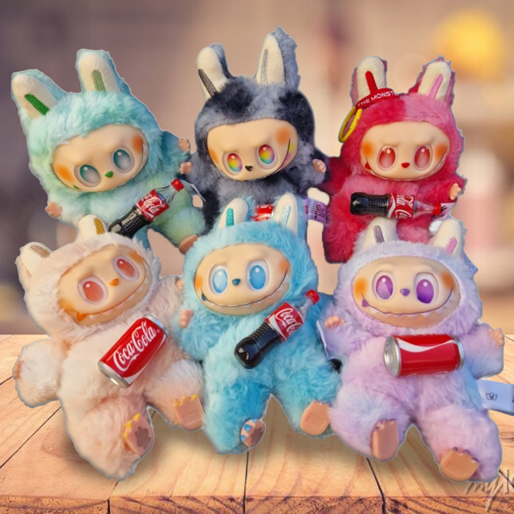 🧡М'яка пухнаста іграшка Брелок монстрик Лабубу з Coca Cola, колір сюрприз, фото 1