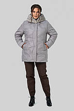 Утеплена жіноча зимова куртка з хутром батал сірий колір, фото 2