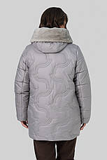 Утеплена жіноча зимова куртка з хутром батал сірий колір, фото 3