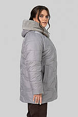 Утеплена жіноча зимова куртка з хутром батал сірий колір, фото 5
