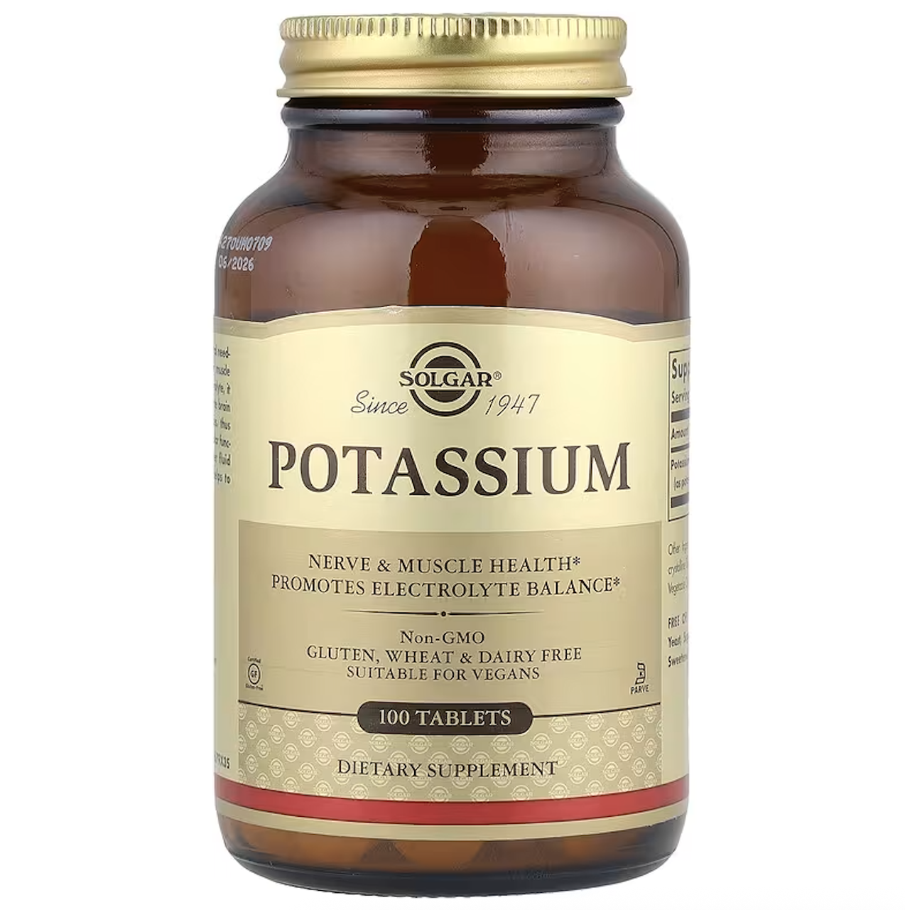 Solgar, калій, 100 таблеток (99 мг в 1 таблетці), фото 1