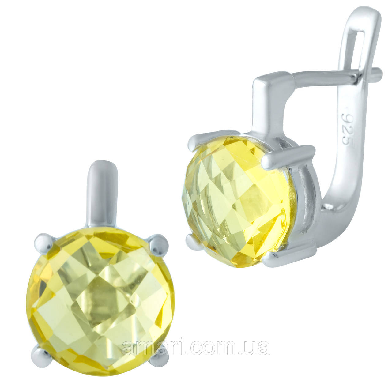 Срібні сережки Komilfo з цитрином nano (1950968), фото 1