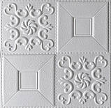 №114-35 Самоклеюча декоративна настінно-стельова 3D панель "Білі фігури" 35*35 см Товщина 4 мм, фото 9