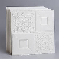 №114-35 Самоклеюча декоративна настінно-стельова 3D панель "Білі фігури" 35*35 см  Товщина 4 мм