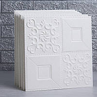 №114-35 Самоклеюча декоративна настінно-стельова 3D панель "Білі фігури" 35*35 см Товщина 4 мм