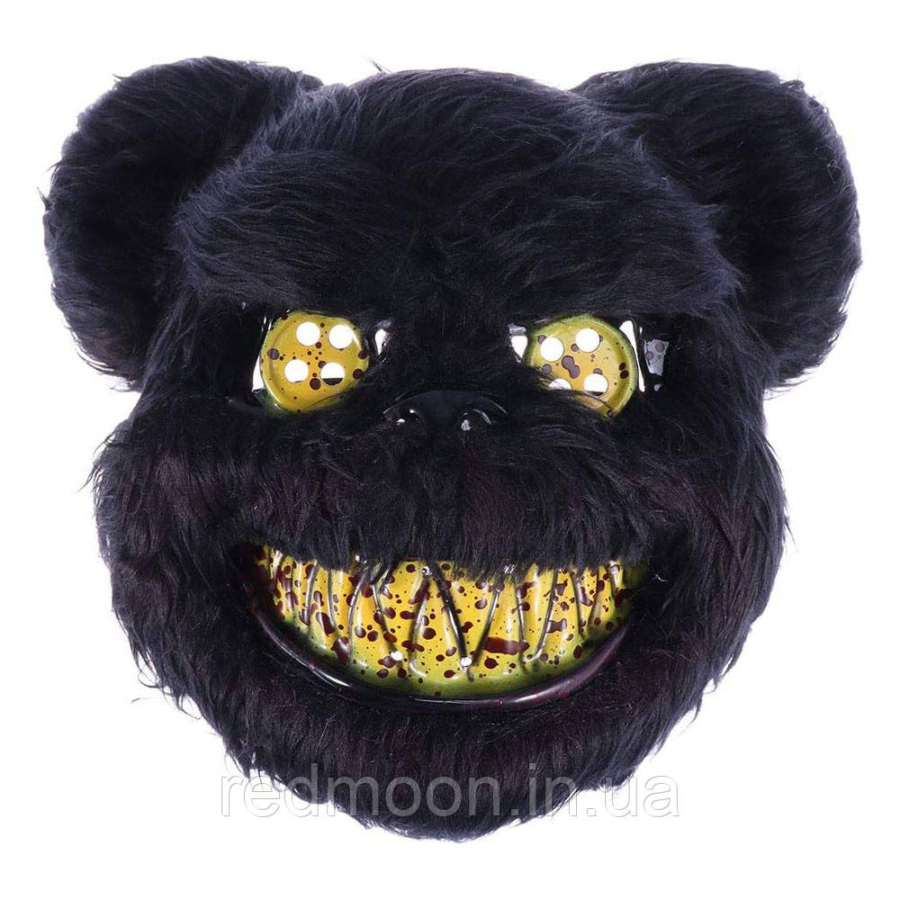 Маска Страшний ведмідь Тедді / Маска на Хеллоувін / Страшна маска ведмедя / Плюшева маска ведмедик, фото 1