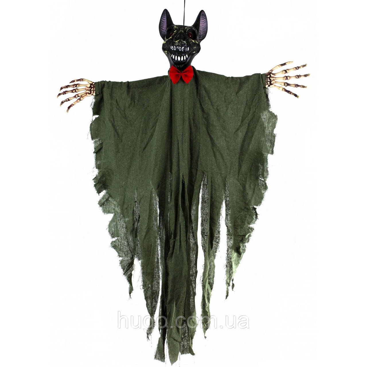 Декор підвісний "Летюча миша" з LED-підсвічуванням та звуковими ефектами 120х90см / Декор на Хелловін, фото 1