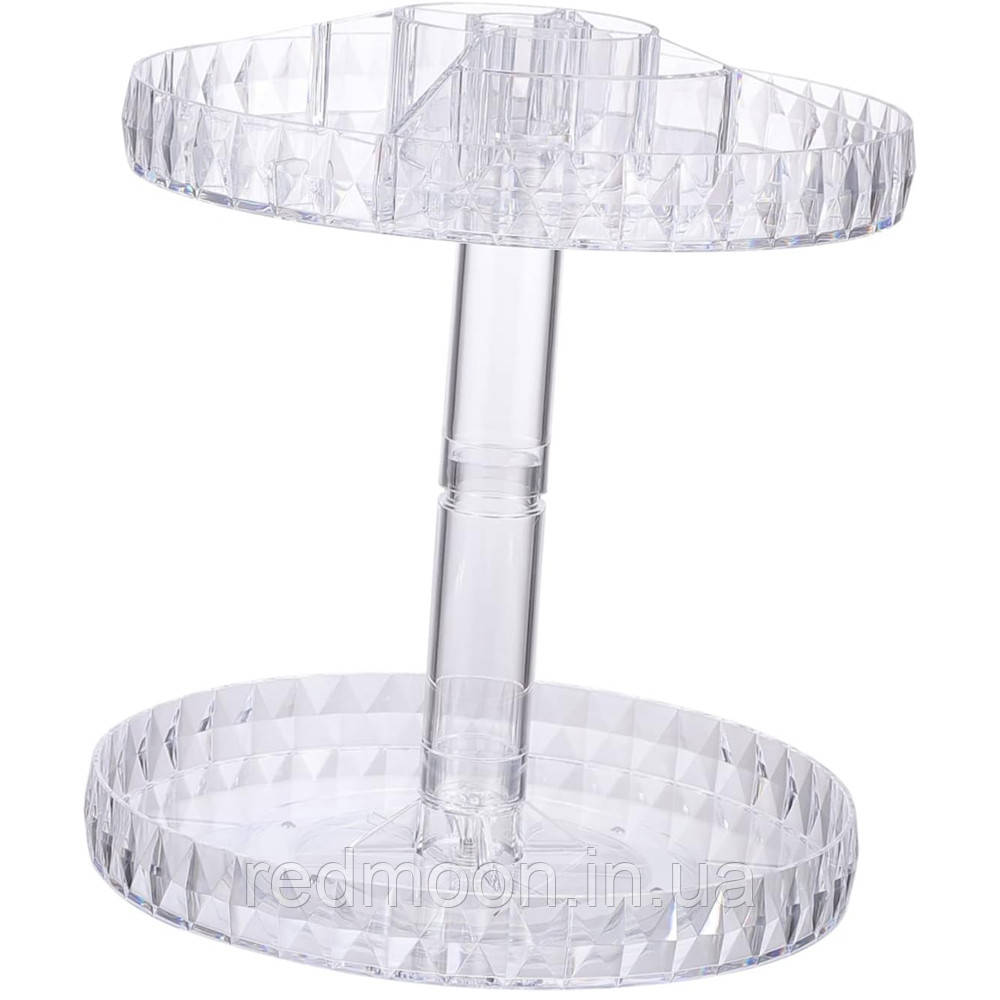 Акриловий органайзер для косметики на 2 яруси JN-836 / Обертовий органайзер / Підставка для косметики, фото 1