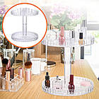 Акриловий органайзер для косметики на 2 яруси JN-836 / Обертовий органайзер / Підставка для косметики, фото 2