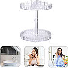 Акриловий органайзер для косметики на 2 яруси JN-836 / Обертовий органайзер / Підставка для косметики, фото 6