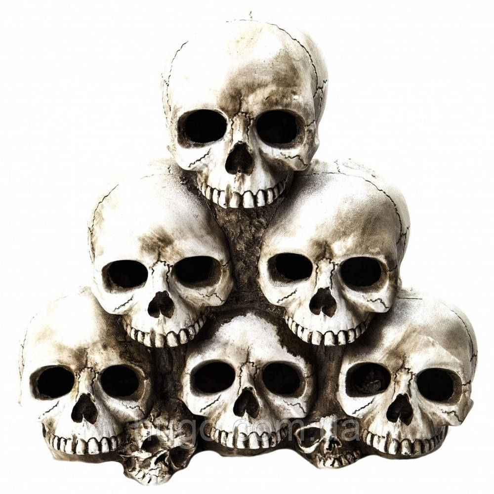 Декор Піраміда з черепів, LED-підсвічування, 30х30см / Декор для Хелловіна / Декоративні черепи, фото 1