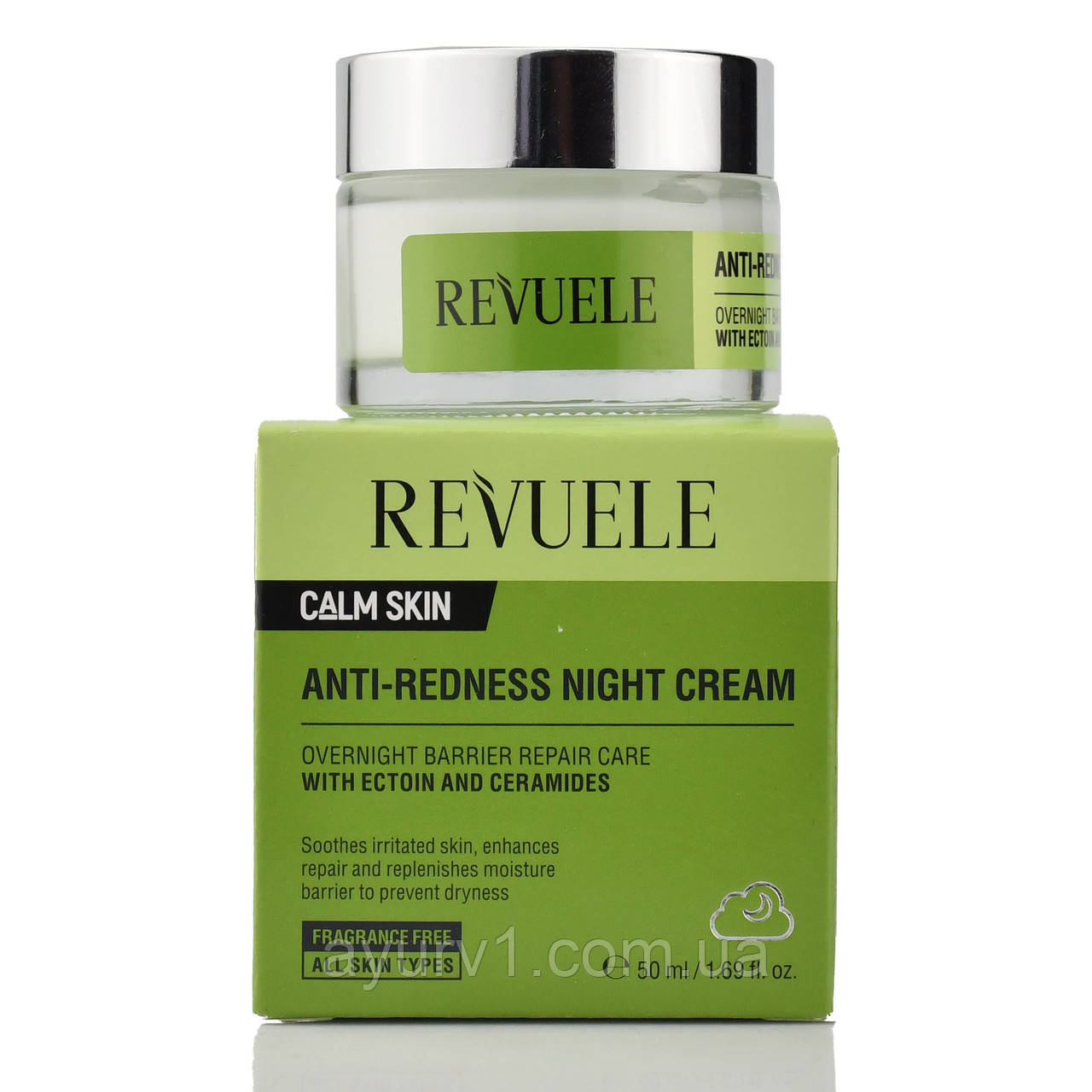Нічний заспокійливий крем з ектоїном та керамідами проти почервоніння Revuele, Anti-Redness Night Cream, 50ml