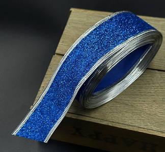 Стрічка декоративна / Гліттер / 4 см / 9 метрів / З гнучким краєм / Електрик