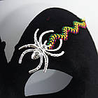 Карнавальна маска з пером та павуками 19х15.5см / Оксамитова маска на Хелловін / Косплей маска маскарадна, фото 6