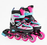 Ролики розсувні для дівчинки 27405-S Best Roller, розмір 30-33 колеса PU, рожеві